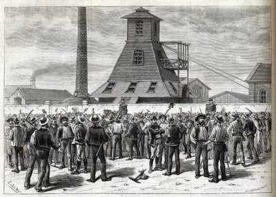 Streik in den Anzin-Minen (Pas-de-Calais) 1884 - Zeichnung von Julien - Gravur in „Le journal illustré“ 1884 von Joseph Julien