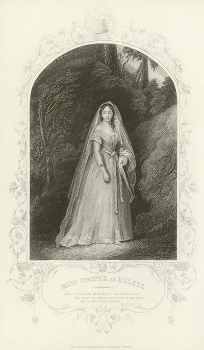Miss Cooper als Helena, Ein Sommernachtstraum, Akt II, Szene III von Joseph Kenny Meadows