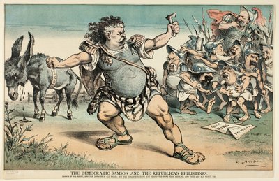 Der demokratische Samson und die republikanischen Philister, aus Puck von Joseph Keppler