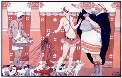 Drei weibliche Preise - Preis der kleinen alten Oma aus einer großen Familie - Illustration aus la Vie Parisienne, 1919 von Joseph Kuhn Regnier