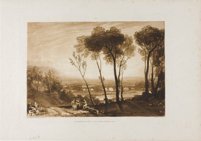 Die Brücke in mittlerer Entfernung, Platte 13 aus Liber Studiorum von Joseph Mallord William Turner