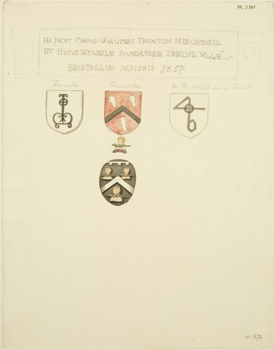 Wappen auf dem Grab von Framton [Frampton] 1357 von Joseph Manning