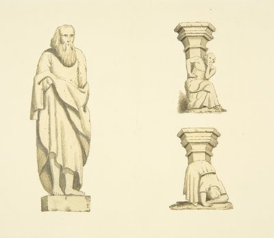 Figur und zwei Konsolen in Nischen des Turms der St. Mary Redcliffe von Joseph Manning