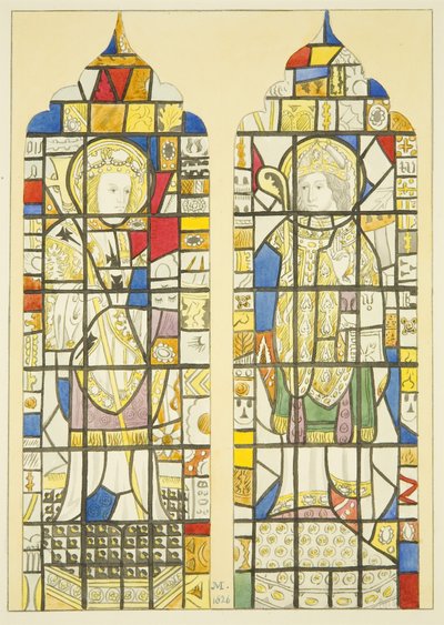 Buntglas im Fenster über dem Canynges-Denkmal in der St. Mary Redcliffe von Joseph Manning