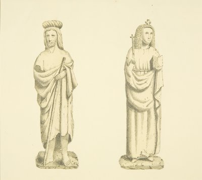 Zwei Figuren in Nischen des Turms von St. Mary Redcliffe von Joseph Manning
