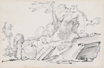 Eine alte Mauer mit einem zerstörten Tor von Joseph Marie Vien
