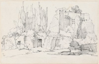 Römische Ruinen mit einem Zypressenstand von Joseph Marie Vien