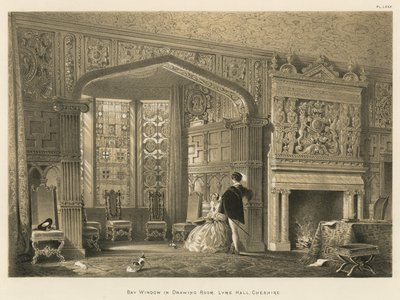 Erkerfenster im Wohnzimmer, Lyme Hall, Cheshire von Joseph Nash