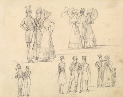 Gruppen von Männern und Frauen im Gespräch von Joseph Nash