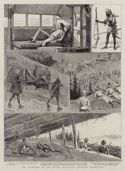 Die Kämpfe am Schwarzen Berg, Westhimalaya von Joseph Nash
