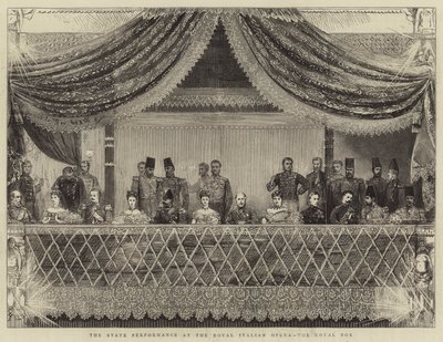 Die Staatsaufführung an der Royal Italian Opera, die königliche Loge von Joseph Nash
