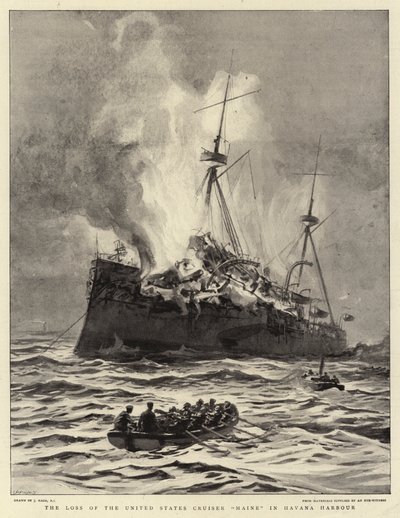 Der Verlust des US-Kreuzers Maine im Hafen von Havanna von Joseph Nash