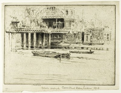 Cannon Street Station, vom Fluss aus von Joseph Pennell
