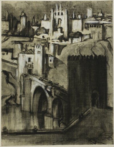 Es sind Palastgassen, die sich um den Hang terrassieren, Toledo von Joseph Pennell