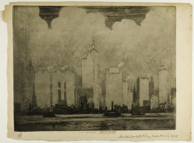 N.Y. von der 23. St. Fähre—Im Morgennebel von Joseph Pennell