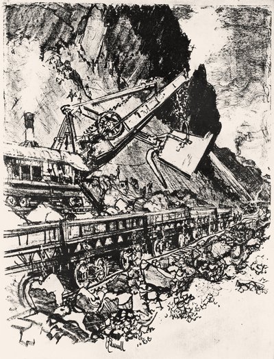 Dampfbaggerarbeit: Culebra-Schnitt, Platte XIV aus Der Panamakanal von Joseph Pennell, 1912 von Joseph Pennell
