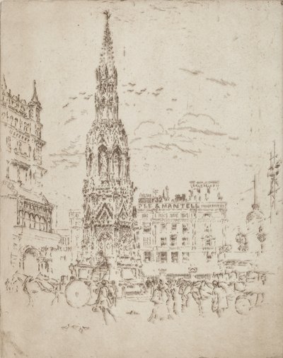 Das Elinor-Kreuz vor dem Bahnhof Charing Cross, 1906 von Joseph Pennell