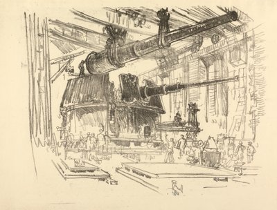 Die englische Kriegsserie: W. 448 Geschütze in Türmen montieren von Joseph Pennell