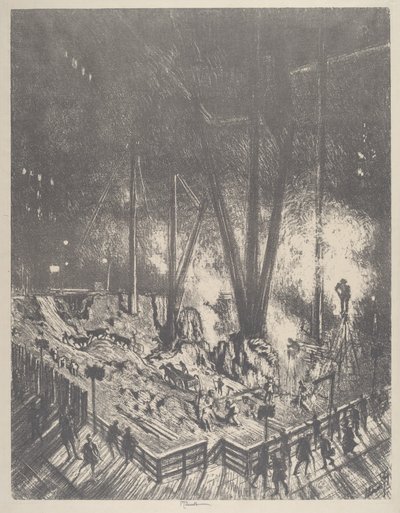 Die Fundamente, Bau eines Wolkenkratzers von Joseph Pennell