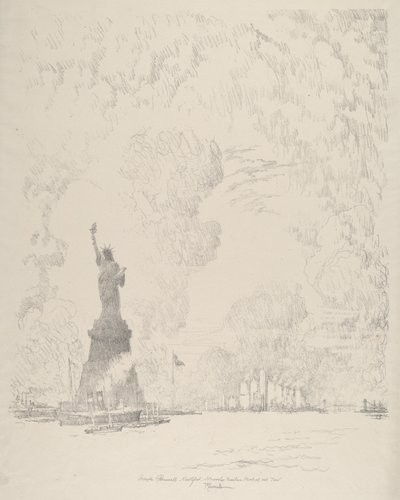 Die Statue, New York Bay, 1910 von Joseph Pennell