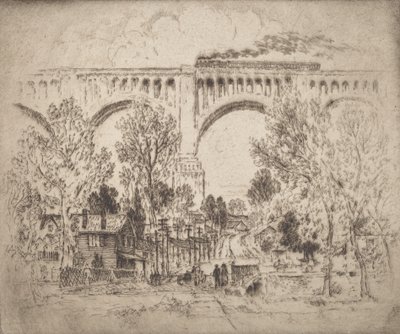 Das Viadukt, D., L. & W. in Nicholson, Pa. von Joseph Pennell