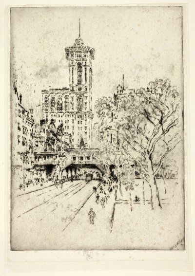 Times Building und 42nd Street von Joseph Pennell