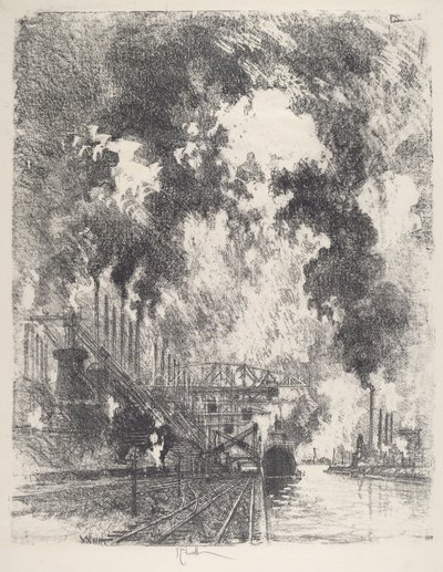 Erz entladen von Joseph Pennell