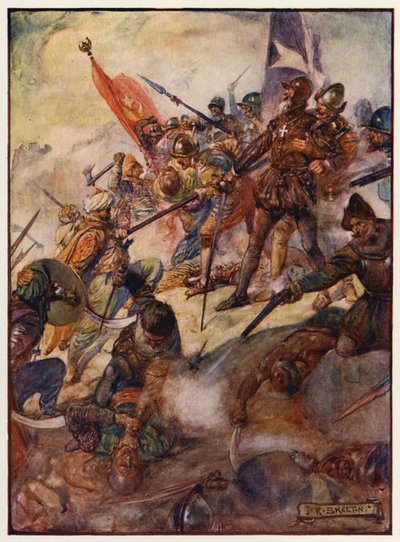 Jean Parisot de la Valette bei der Großen Belagerung von Malta von Joseph Ratcliffe (after) Skelton