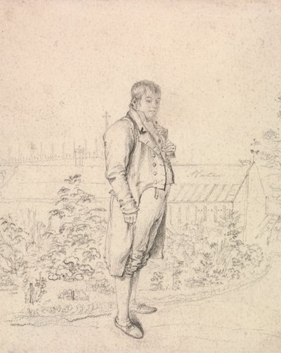 Eine Skizze von Sir Walter Scott in einem Garten von Joseph Slater