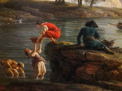 Ansicht eines Hafens am Morgen (Detail) von Joseph Vernet
