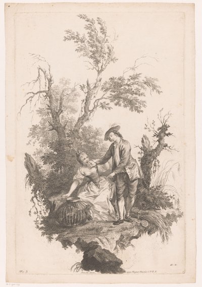 Mann und Frau mit einem Korb voller Geflügel von Joseph Wagner (possibly)