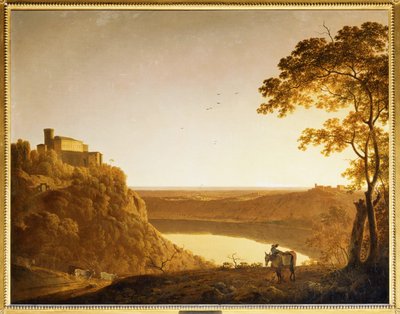 Blick auf den Nemisee bei Sonnenuntergang von Joseph Wright of Derby