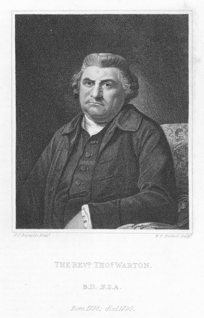 Der Reverend Thomas Warton, englischer Literaturhistoriker, Kritiker und Dichter (Gravur) von Joshua (after) Reynolds