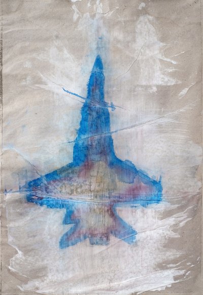 Abstraktes blaues Flugzeug von Joshua Hoskins