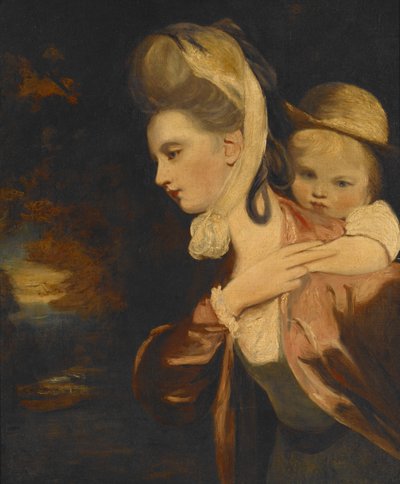 Huckepack (Mrs. Payne Gallaway und Kind) (Kopie) von Joshua Reynolds