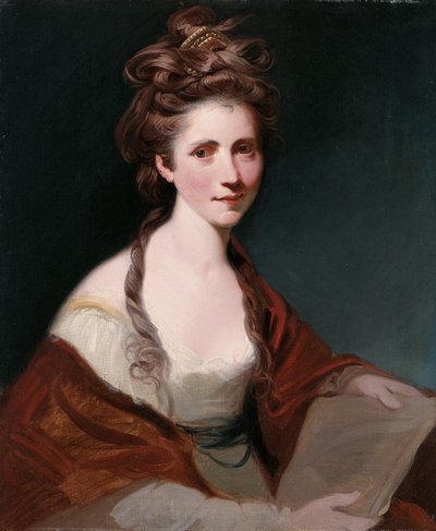 Porträt von Angelica Kauffmann, Halbfigur in Weiß mit rotem Schal von Joshua Reynolds