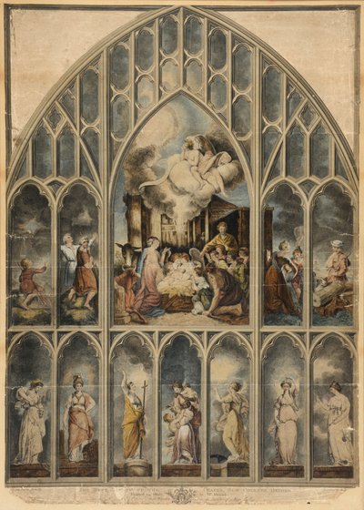 Das Reynolds-Fenster, das die sieben Tugenden darstellt von Joshua Reynolds