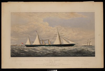 An Messrs Dent & Co aus China, dieser Druck des Dampfschiffs Ly-Ee-Moon, Norman Hill, Esqr Kommandant... gebaut von der Thames Iron Works and Shipbuilding Company, Blackwall..., ca. 1860 von Josiah Taylor
