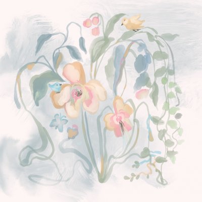 Vögel in Pastellblüten von Josie George
