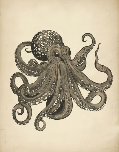 Eleganter Vintage Oktopus von Josie George