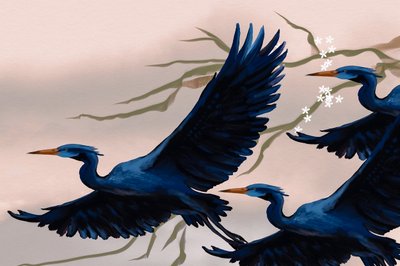 Fliegende blaue Vögel von Josie George