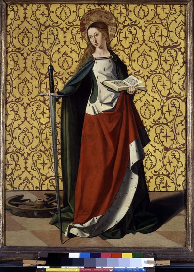 Rückseite des Altars: St. Katharina von Alexandria von Josse (fl.1493 1508) Lieferinxe