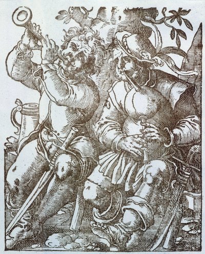 Flöten- und Dudelsackspieler im Mittelalter von Jost (after) Amman