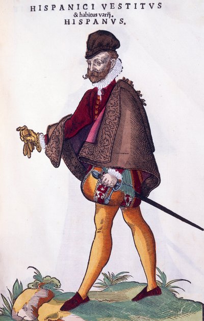 Kostüm eines spanischen Adligen, Gravur aus Habitus praecipuorum popularum von Jost Amman