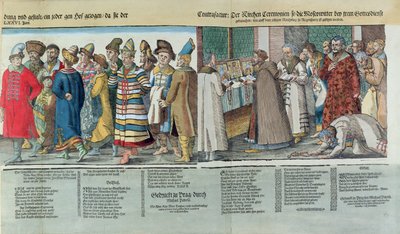 Die Große Gesandtschaft von Iwan IV. (1530-84) von Russland zum Heiligen Römischen Kaiser in Regensburg im Jahr 1576 (Detail) von Jost Amman
