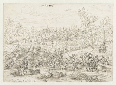 Ansicht eines Lagers der Armee von Wilhelm III. bei Grand-Hallet, Lüttich von Josua de Grave
