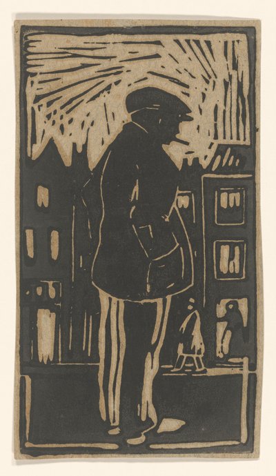 Stehender Mann in einer Straße von Joub Wiertz