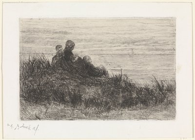 Dünenlandschaft mit Mutter und Kindern von Jozef Israëls (signed by artist)