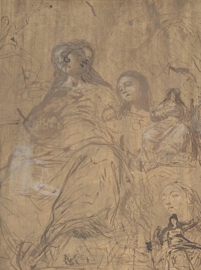 Studien zur Himmelfahrt der Jungfrau, 1657-60 von Juan Carreño de Miranda