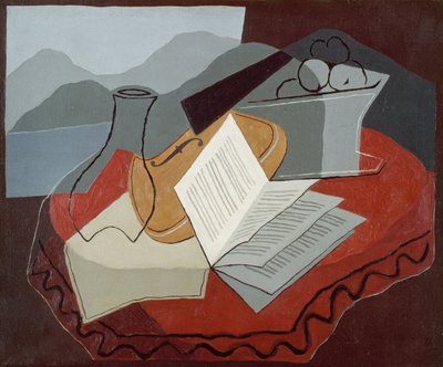 Violine vor einem offenen Fenster von Juan Gris